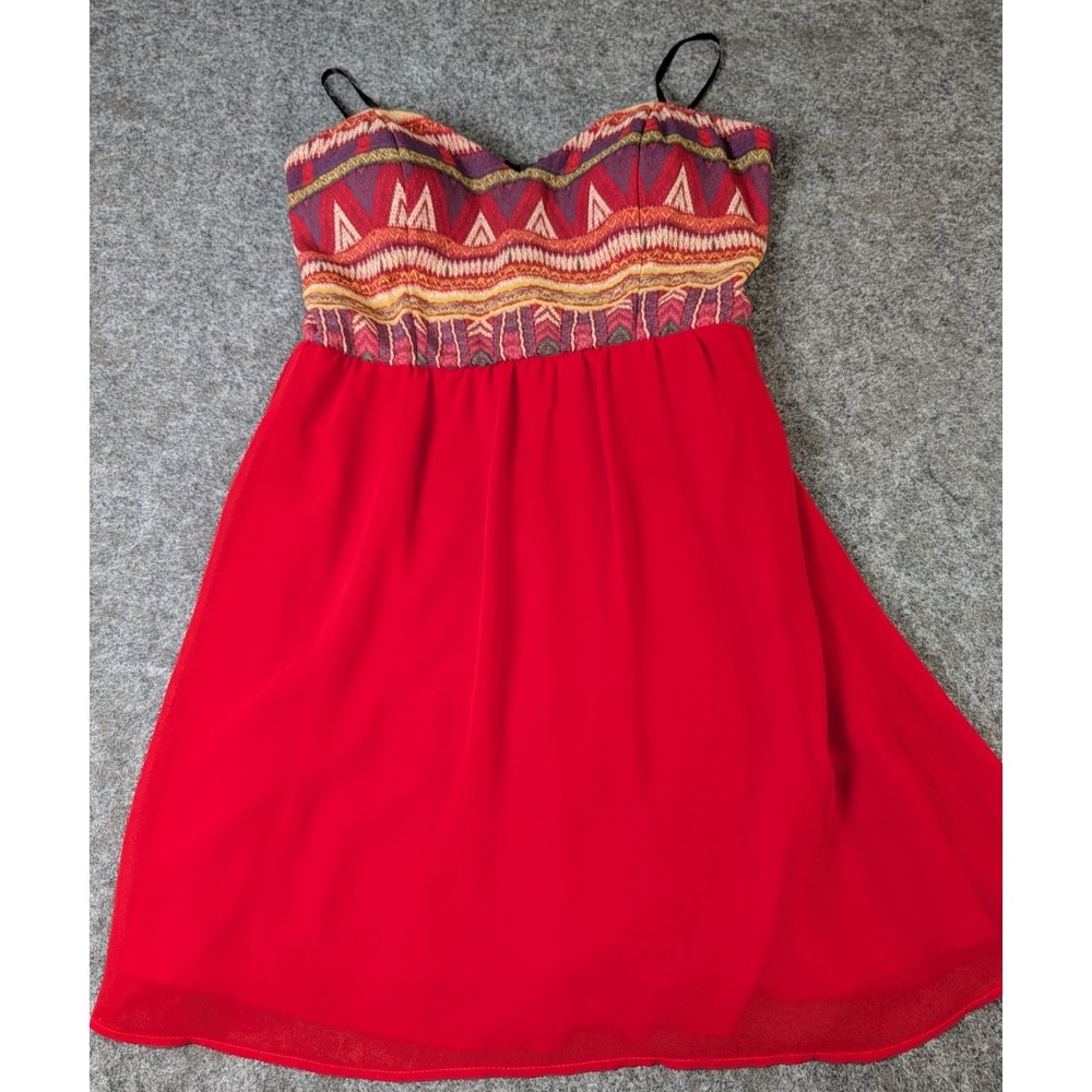 City Triangles Colorful Empire Lined Dress Size 13 Spaghetti Straps EUC